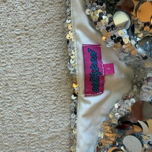 Edikted Silver Sequin Mini Skirt with White Lining